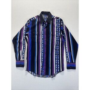 Vintage Wrangler Cowboy Cut Regular Fit X-Long Tails Southwest Shirt Sz 16.5-35